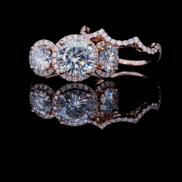 Stunning wedding ring set in 4 ct tw 14kt solid - Picture 4 of 4